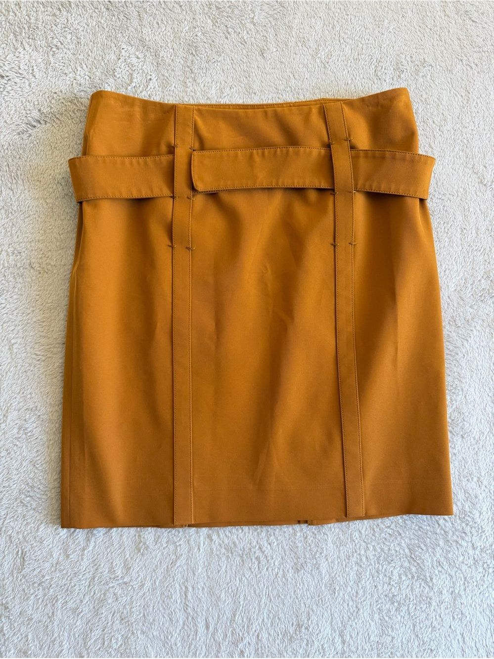 AUTHENTIC Prada Cognac Brown Belted Mini Skirt - Size IT 40